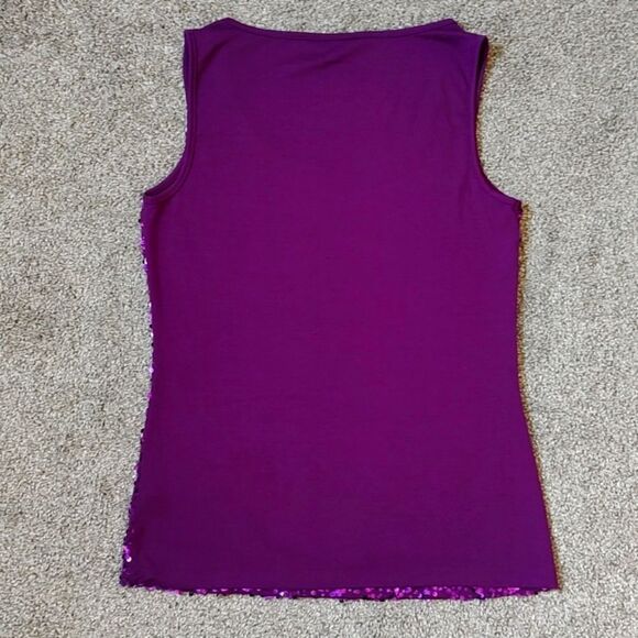 Like New Jessica Size Small (6-8)‎ Sleeveless Purple Sequin Front Tank Top - Picture 4 of 7